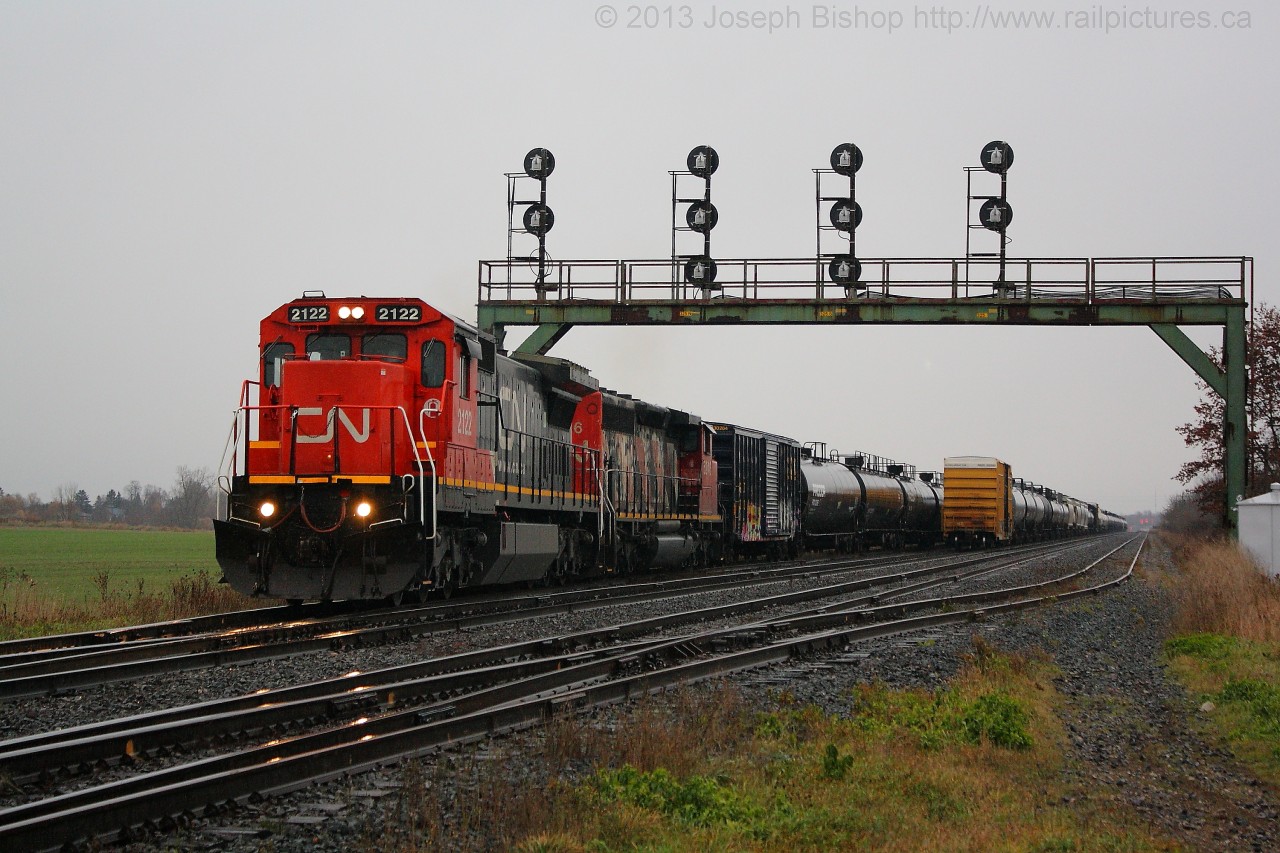 CN 2122 and CN 5246 pull out of the North Service track at Paris with their lift of tank cars that SOR 597 dropped off the night before.  I missed this guy at Garden Ave by mere seconds so I hopped on the 403 to Paris to get them working the yard.