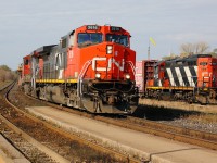CN 382 cruises by CN 580 on the North track at Brantford.  Thursday seemed like the only day with a little bit of sun this week and Thursdays sun didn't last too long either!