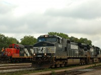 The one and only NS 327 passing by Brantford with a pair of NS C40-9W's