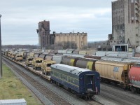 CP train 118 passed through Thunder Bay this afternoon with a string of British army equipment on flatcars eastbound from Alberta.  Tioga Pass - RPCX 800693 - brings up the rear as the train travels along the mainline adjacent to CP’s Westfort yard.