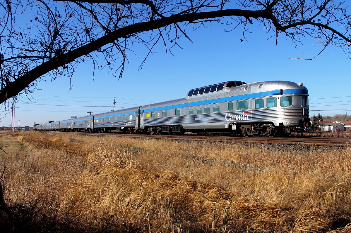 Kokanee Park brings up the rear of westbound No 1 as the it departs the city limits for Rivers.