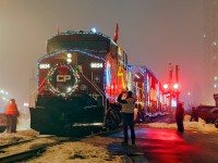 Just about to wrap up the day, the holiday train sits in London for it's final show before backing up to Quebec St for the night. 