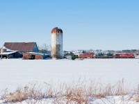 Foreign power is alive and well in Southern Ontario, CP 608 rolls through the countryside with a CSX C40-8 second trailing. 