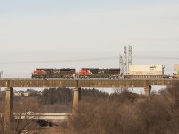 On cold sunny Friday Q107 rolls across the Humber river.