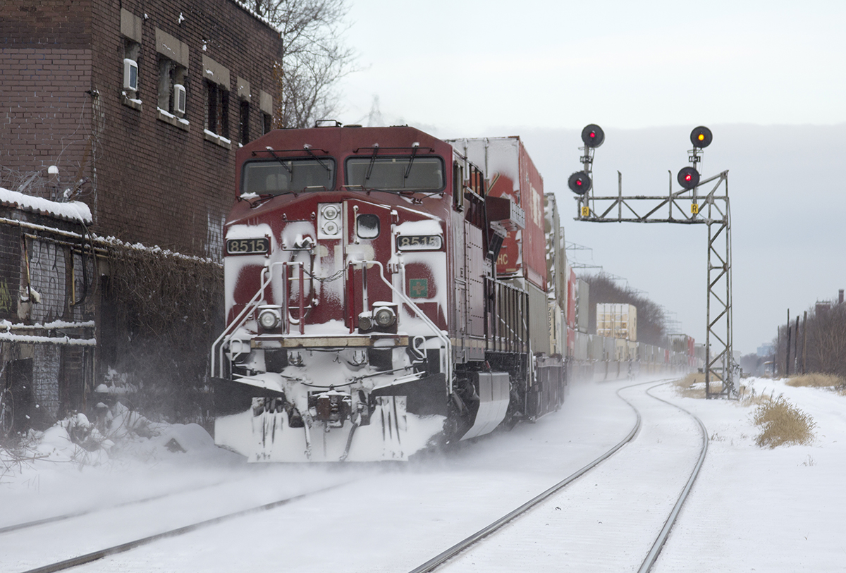 Making it's way east CP 9645 on point, as 8515 helps push.