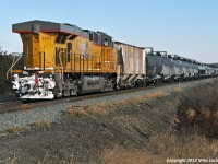 Union Pacific 5501 brings up the rear of CP train 608 near Forest Mills, Ontario. 1128hrs.