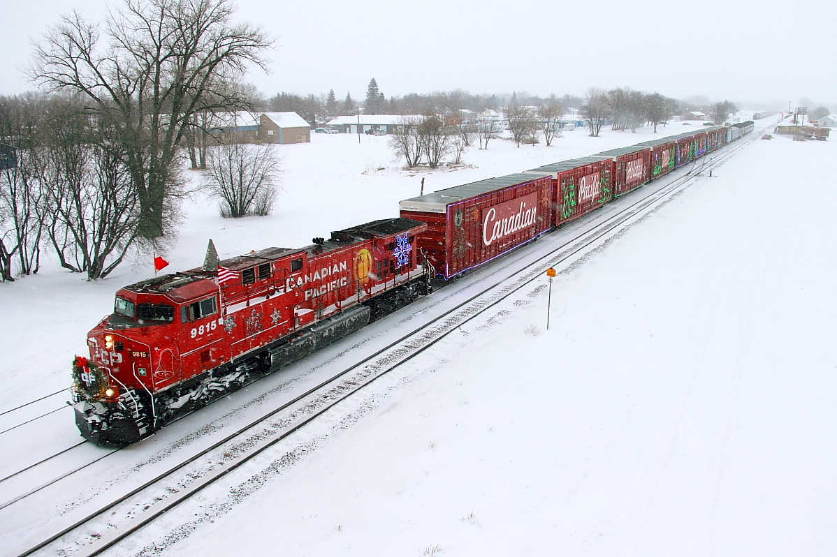 The Holiday Train as seen from the Tupper St overpass, it will be spotted just west of the bridge at the Portage arena.