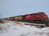 CP 608 passes eastbound thru Tilbury led by CP 8774-UP 5557-CP 3072 on this cold December morning.