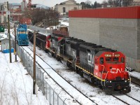 CN 3027,IC 3140&CN 3026 have arrived in Vernon with the daily run from Kamloops and will be departing for Tolko Industries @ Lavington later in the day. CN has recently taken over operation of this line from Kelowna Pacific Railway.