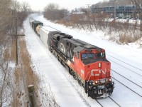 CN 2227 heads east with CN 324, bound for St-Albans, Vermont. For more train photos, check out http://www.flickr.com/photos/mtlwestrailfan/ 