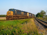 CN 326 led by CSX 844 (GE ES44AH), CSX 8117 (EMD SD40-2) & CSX 2763 (EMD GP38-2) are about to leave the Valleyfield Sub and join the Kingston Sub. For more train photos, check out http://www.flickr.com/photos/mtlwestrailfan/ 