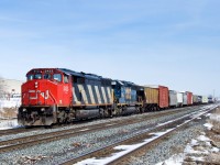 CN SD50F 5433 and CSXT SD40-2 8848 depart MacMillan Yard via the Halton Outbound with Toronto, ON - UP Chicago Proviso, IL train M39331 09. 