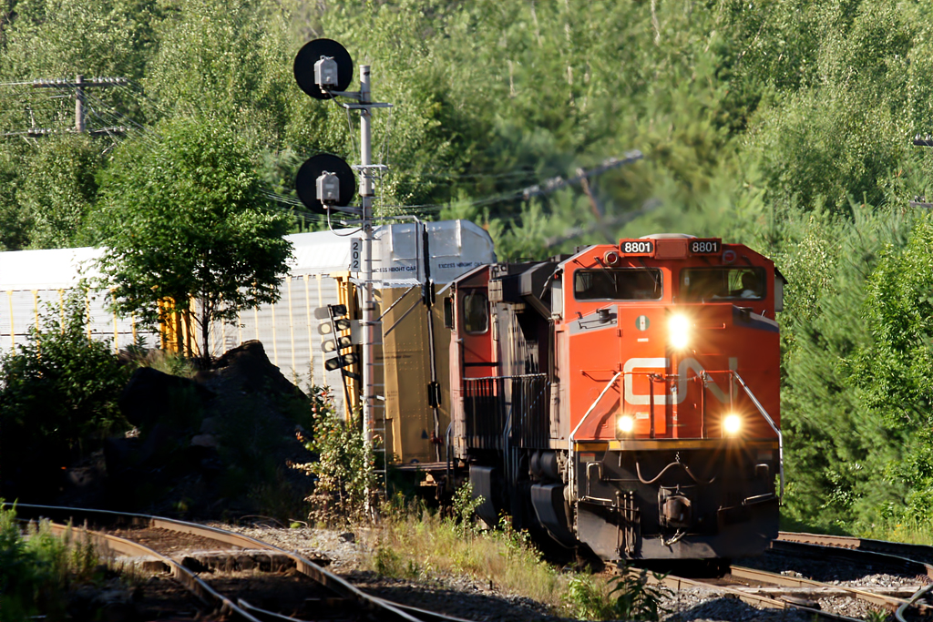 Southbound staying on home rails.