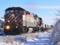 After Ontario's brutal ice storm and a few days without power, I finally made my way to the CN Bala subdivision to photograph the beautiful sight of everything iced up with trains of course! This is CN 105 on the approach to Langstaff GO Station.