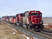 SOO SD60 6038 and CP AC4400CW 9597 speed east on CP's Belleville Sub with Detroit-Montreal train 158-16.