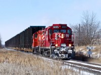 CP's St. Thomas-Oshawa "Sprint Train" 142-15 nears its destination with frames for GM.