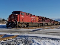 CP AC4400CW 9808, CEFX SD9043MAC 124, CEFX SD9043MAC 109, and UP SD9043MAC 8106 work at the west end of Cranbrook Yard.