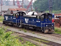 SRY SW900s 911 and 909 depart from Trapp Yard in New Westminster.