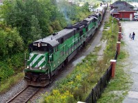 Former GE C30-7s 5018, 5021, and 5078 leads Maine bound MMA #2 out of Sherbrooke.