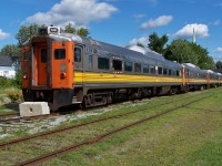 Retired QNS&L RDC1 6101, RDC2 6203, RDC1 6115, and RDC2 6218 stored in East Angus. The RDCs were purchased for use on excursion trains on the Quebec central Railway but ended up being sold by the town of East Angus and scrapped in late 2006.