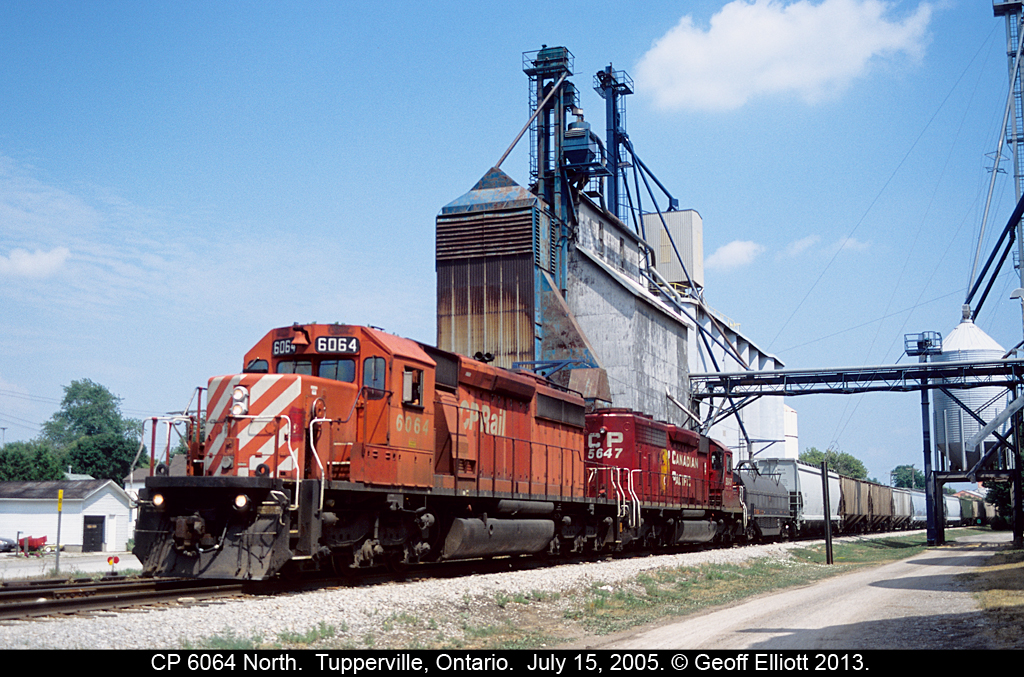 CP 6064 and 5647 are on the CSX Sarnia Subdivision and have the "CSX Turn" headed through the town of Tupperville with traffic bound for Sarnia today.  CP/CSX made agreements for CP to haul traffic from CSX Rougemere yard in Dearborn, MI to CSX in Sarnia.  This agreement was short lived and CSX now hands over traffic to CN in Sarnia.  As such the fate of what is left of the CSX Sarnia Subdivision is also in question.