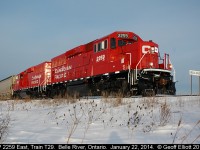 CP 2259 and 2263 gleam in the early morning light as T29 speeds through the Essex County countryside on it's way to Chatham to perform it's daily switching duties.  