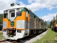 A retired car from the BCER rests in a museum on the outskirts of Squamish, BC.