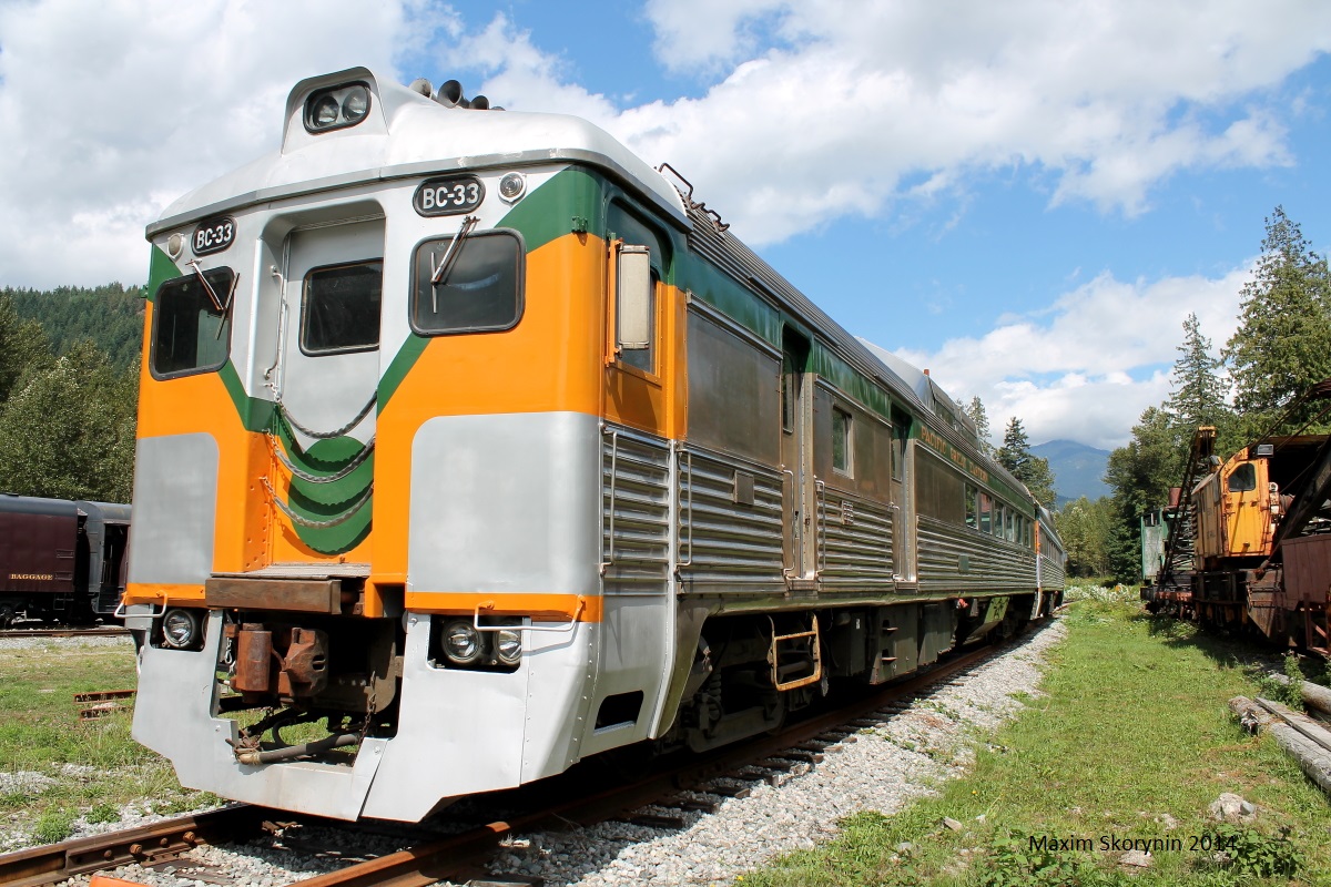 A retired car from the BCER rests in a museum on the outskirts of Squamish, BC.