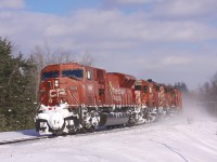 CP 9108, 5874 and 5945 lead their train towards Toronto.  (I thought I heard the RTC refer to this train as CP 432 but I've never heard that number before)