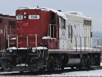 Iowa, Chicago & Eastern (IC&E), locomotive 114 (EMD GP9). One of many old GP's on the Dead Line at CP's Coquitlam Diesel Shop as part of the GP20C-ECO rebuild program. These old girls go to SRY in New Westminster for prepping, then onto ABC Metals to be scrapped. Select components are used in the manufacture of the new GP20C-ECO units.