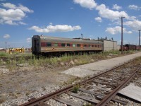 MECHANICAL TEST CAR (VOITURE D'ESSAIS MECHANIQUE) CP 66 sits on the dead line at the Ogden shop complex waiting its fate along with a plethora of other work service and business cars on this warm July afternoon in 2012.

CP business cars Lacombe, Shaughnessy and Assiniboine, baggage cars CP 404910 and CP 404937, sleepers IC&E 2458 Pine Leaf and IC&E 2460 Pine Island (ex-AMTRAK), and freshly painted ex-AMTRAK day coaches CP 103 and 104 were scattered throughout the complex in various stages of repair and disrepair.