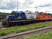 Rebuilt former Southern Pacific GP9 parked at Stellarton Yard.