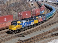 Operation Lifesaver 6411 and Spiderman 2 6401 lead the westbound Ocean out of Halifax.