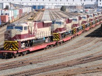 Broad Guage SD70M for EFC - Estrada de Ferro Carajás wait to be loaded for shipment to Brazil at CN's Ocean Terminal yard.