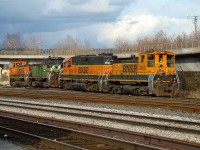 SW1500 3450, GP38-2 2266, and SW1000's 3651 and 3616 parked at BNSF's New Westminster depot.