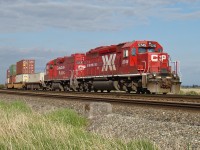 CP 5745, lettered for CP's Expressway TOFC service, waits in the siding at Gulf prior to entering the Port of Vancouver's Deltaport.