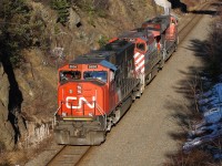 Power for CN 121 transits from Fairview to Halifax Ocean Terminal Yard.