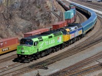 Telus painted F40PH 6029 leads the westbound Ocean out of Halifax.