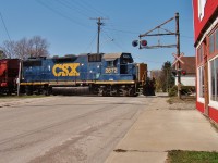 Just another day on the CSX in SW Ontario today as the Wallaceburg local heads east through Tupperville en-route to Dresden to run around their train. He will then return to town, switch the elevator here and drop a car in Wallaceburg. 