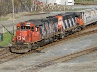 CN GP 38-2s 4730 and 4721 deliver a cut of Procor hoppers to Fairview Yard.