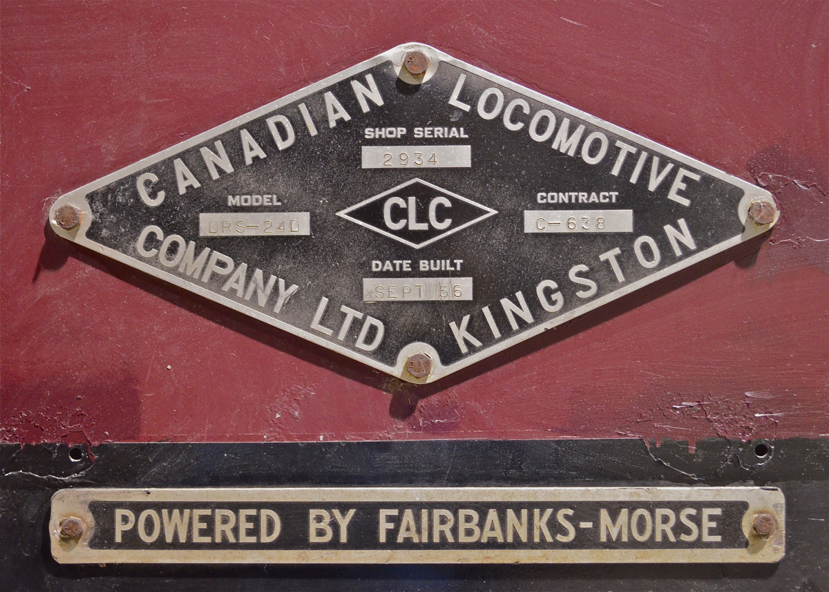 The builders plate on CP 8905 at Exporail (the only surviving Trainmaster). For more train photos, check out http://www.flickr.com/photos/mtlwestrailfan/