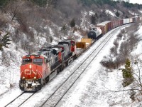 CN 2308 & CN 2575 lead a westbound over the York Sub. For more train photos, check out http://www.flickr.com/photos/mtlwestrailfan/ 
