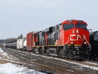 CN 2805 leads 394 through Brantford on the north track. 