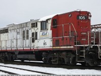 Iowa, Chicago & Eastern (IC&E), locomotive 105 (EMD GP9). One of many old GP's on the Dead Line at CP's Coquitlam Diesel Shop as part of the GP20C-ECO rebuild program. These old girls go to SRY in New Westminster for prepping, then onto ABC Metals to be scrapped. Select components are used in the manufacture of the new GP20C-ECO units.