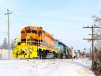 Freshly repainted and renumbered GEXR SD40-2 3393 formerly GSCX 7362 along with GSCX 7369 are getting back up to track speed after protecting the HWY #7 crossing in Acton. This is GEXR's first six axle unit repainted into G&W paint.