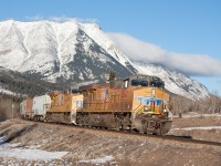 Grain empties eastbound just past Frank's slide. 