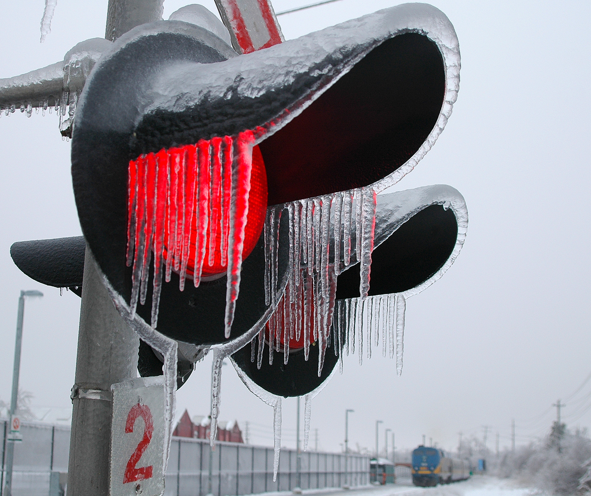 VIA 84 terminated at the Action GO Station, as a thick coating of Ice sits upon everything.