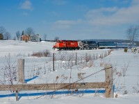 On lease to the Orangeville Brampton Railway, CP 8249 leads the Credit Valley Explorer along the former CP Owen Sound Subdivision. This shot would be one of the rarest due to the GP9u retirements, who knows how long the 8249 has but certainly this was something worth chasing. 