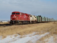 CP 8634 and SOO 6028 head south on the Red Deer subdivision.