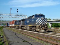 Dash 9-44CWs 4647 and 4645 pass the former Great Northern depot in New Westminster as they lead a transfer off of CP Rail's Westminster Sub.